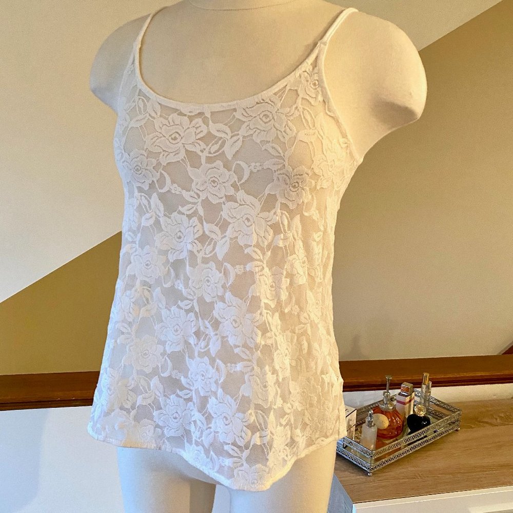 *3/$20* Cute white, lace tank top